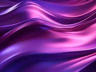 Abstract wavy metal in neon purple, reflective luxury surface, banner space on top