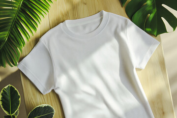 A white T-shirt, pure cotton, thick, loose style, product picture ,mock up