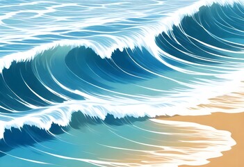 Fototapeta na wymiar digital painting A pattern of gentle waves washing (6) 1