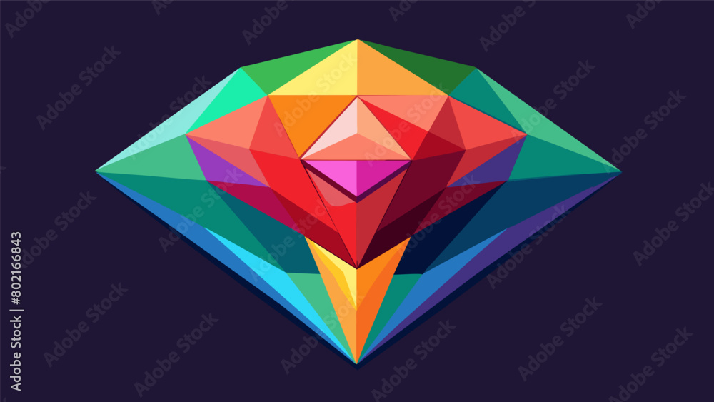 Poster a multifaceted crystal reflecting light in different colors representing the complexity and beauty o
