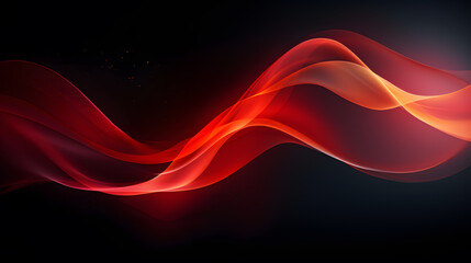 Red glowing abstract color gradient wave shape on black grainy background copy space, minimal wide banner web header cover poster design