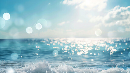 Abstract blurred blue sea and sky background with bokeh