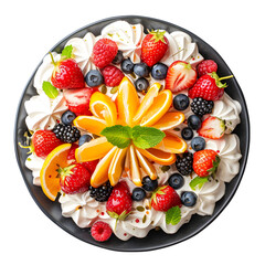 Pavlova Food Dish top view isolated on a transparent background