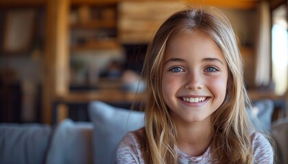 Portrait screen view of young smiling happy cute girl 