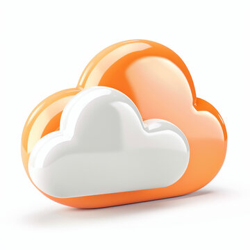 recommend clip art: 3d rendering of an orange cloud icon, clip art 3d, isolated white background.