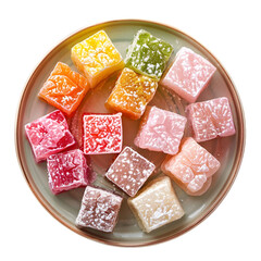 Turkish Delight Food Dish top view isolated on a transparent background