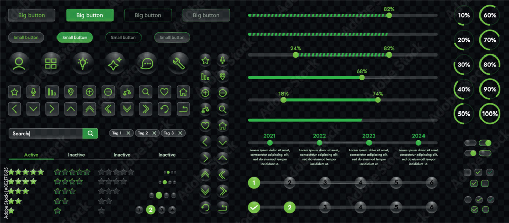 Poster a set of high-tech interface components. electronic panel display displays abstract graphics and inf