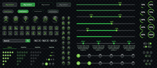 A set of high-tech interface components. Electronic panel display displays abstract graphics and information from vector graphics, infographics and other elements.