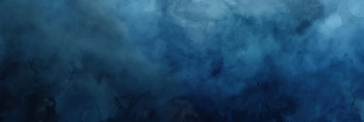 Abstract blue watercolor texture on a wide canvas, ideal for artistic and creative backgrounds.