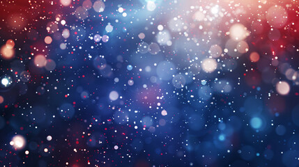 Abstract background with Red White and Blue particles. Light shiny particle bokeh. July 4th Independence Day concept.