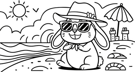 Rabbit Enjoys Sunny Beach Day