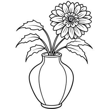 recommend clip art: Cornflower flower on the vase outline illustration coloring book page design, Cornflower flower on the vase black and white line art drawing coloring book pages for children and adults