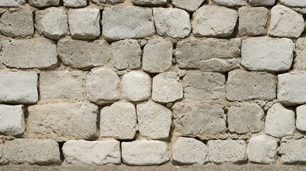 Obraz premium Stone Wall Texture. Brick Wall Background. Rough Stone Surface. Ancient Brickwork. Weathered Vintage Old Masonry Rustic Aged Architecture Pattern Urban White Grey Gray