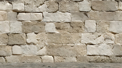 Stone Wall Texture. Brick Wall Background. Rough Stone Surface. Ancient Brickwork. Weathered Vintage Old Masonry Rustic Aged Architecture Pattern Urban White Grey Gray