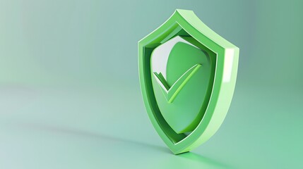 cartoon 3d Icon safety shield check mark perspective . green symbol security safety icon. Checkmark in minimalistic style. 3d vector illustration. white background