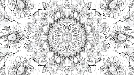 Mandala Coloring Template. Black and White.