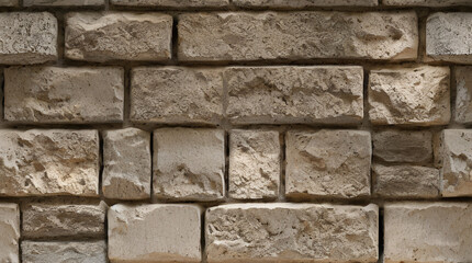 Fototapeta premium Stone Wall Texture. Brick Wall Background. Rough Stone Surface. Ancient Brickwork. Weathered Vintage Old Masonry Rustic Aged Architecture Pattern Urban Brown Grey Gray