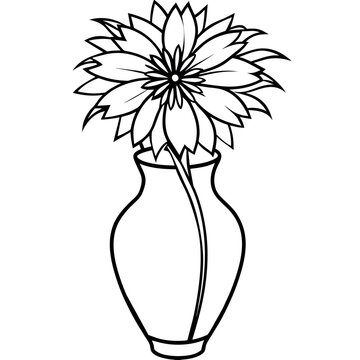 recommend clip art: Cornflower flower on the vase outline illustration coloring book page design, Cornflower flower on the vase black and white line art drawing coloring book pages for children and adults