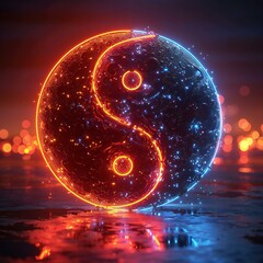 Yin yang symbol of harmony and balance,   rendering