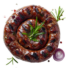 Boerewors (Sausage) Food Dish top view isolated on a transparent background