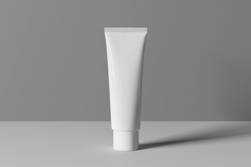 Cosmetic product display on a white and grey background for skin care product presentation. 3D render. High quality photo