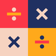 Neo Geometry Bauhaus Style - Multiplication and Division Sign Colorful and Joyful
