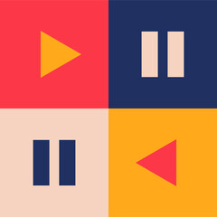 Neo Geometry Bauhaus Style - Play and Pause Icon Colorful and Joyful