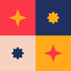 Neo Geometry Bauhaus Style - Stars Icon Variation Colorful and Joyful