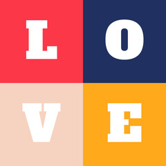 Neo Geometry Bauhaus Style - L.O.V.E Text Colorful and Joyful
