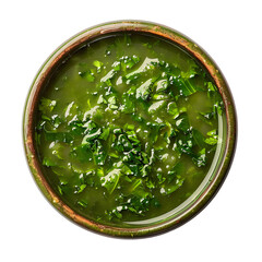 Caldo Verde (Kale Soup) Food Dish top view isolated on a transparent background