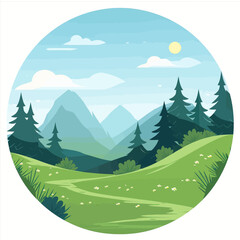 Fototapeta premium A serene landscape with a green hillside and a forest in the background