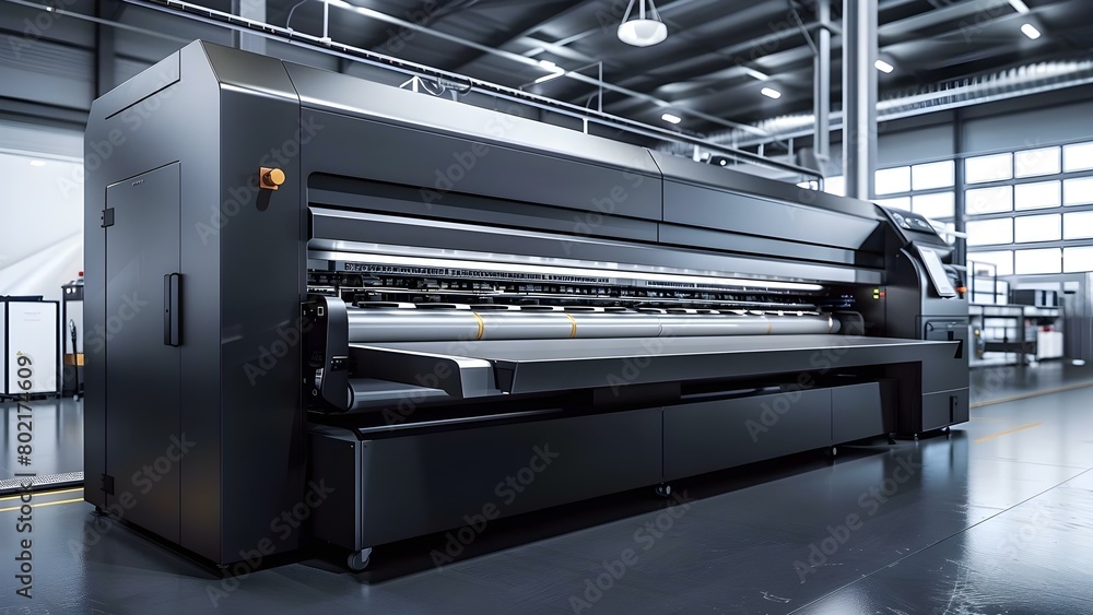 Poster large printing machine for versatile printing needs on its side. concept large format printer, print