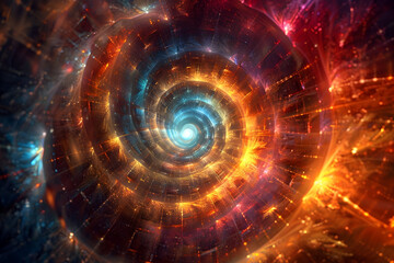 Obraz premium Celestial Journey Through Cosmic Portals of Swirling Energy and Transcendent Geometry