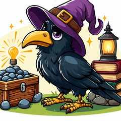 Naklejka premium Illustration wise Raven