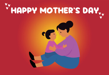 Happy Mother's Day text, with Mother's Day illustration