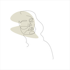 Women face line art  vector illustration. Modern continuous vecor illustration. Beatiful minimalist painting for design concept. Female grapphics for poster, tatoo, salon decor