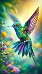 Painting of a Hummingbird in Flight