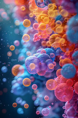 Vibrant Microscopic Particles in Minimalist Scientific Showcasing the Detailed Composition of Airborne Matter