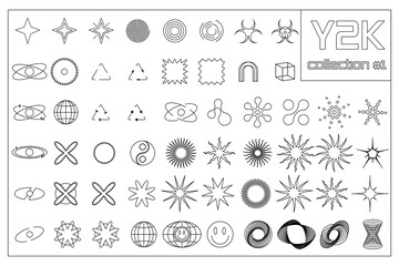 Set white line geometric figure y2k, 3d . Vector for poster, banner.