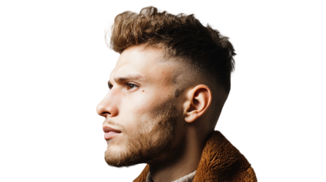  A male model with an undercut hairstyle isolated on a transparent background, a male hairstyle