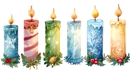 Christmas candles illustration isolated on a transparent background