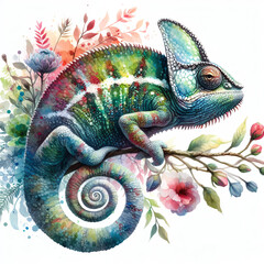 Fototapeta premium 흰 배경, 카멜레온 (White background, Chameleon)
