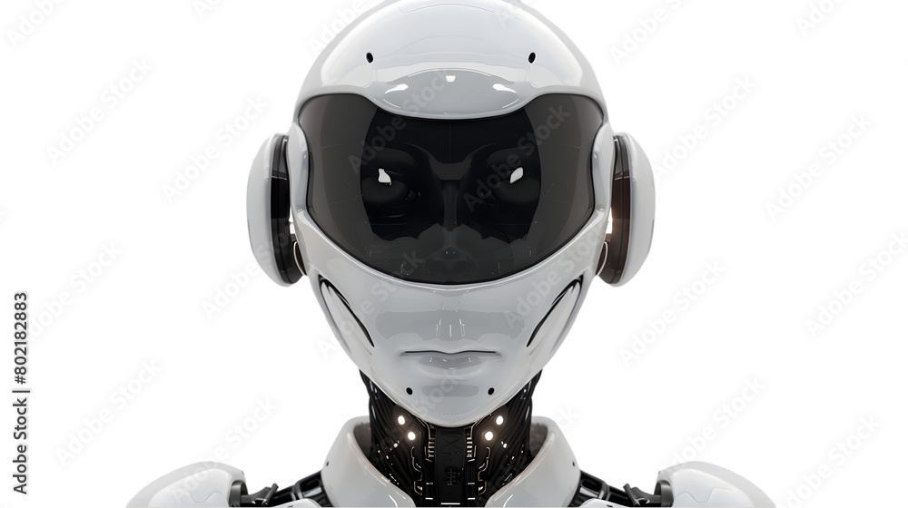Poster white artificial intelligence robot girl 3d character isolated on a transparent background