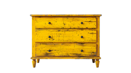 yellow chest of drawers isolated on a transparent background