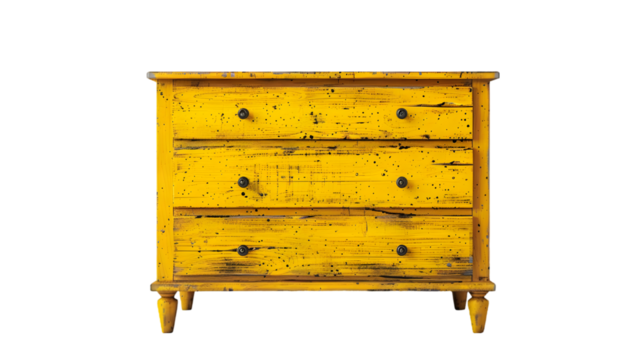yellow chest of drawers isolated on a transparent background