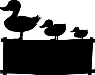 Mother duck with ducklings on a signboard