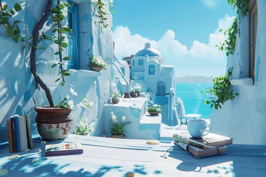 Fototapeta cozy old town in Greek style