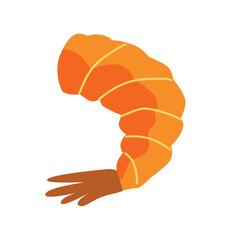 Shrimp tail vector illustration, headless shrimp flat icon, sea food recipe ingredients