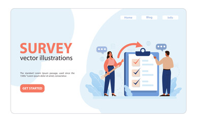 Public opinion polling web banner or landing page. Characters participation