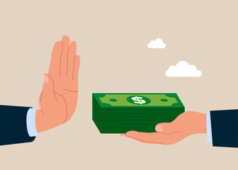 Anti corruption scene with illegal bribe money transfer. Flat vector illustration